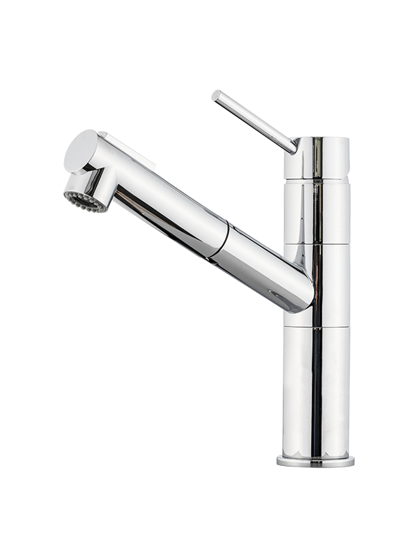 Rotating pull out bathroom sink taps