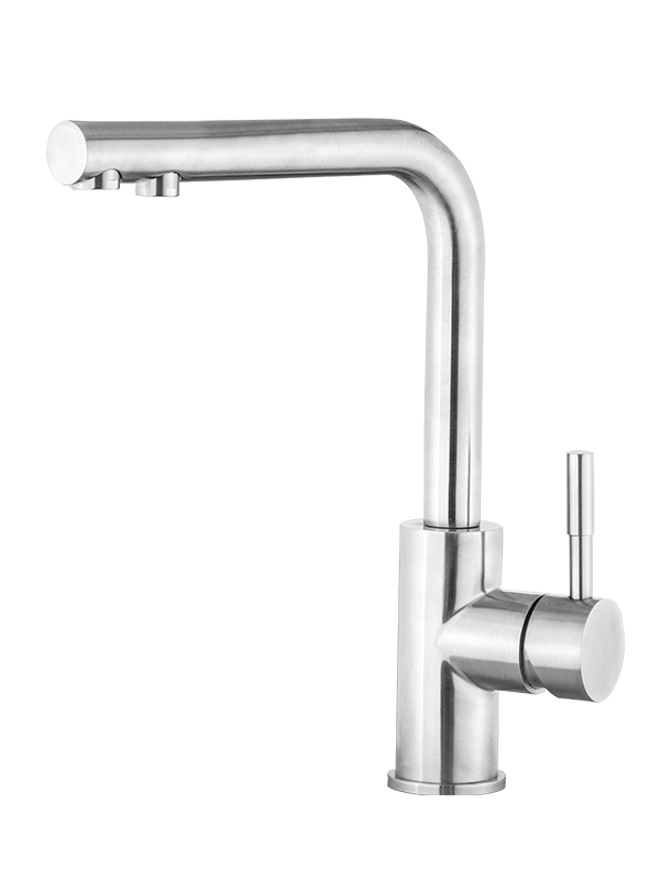 Stainless steel kitchen faucet with drink water filter